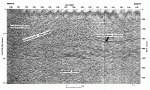 This image below shows quite clearly the overthrust fault (reverse fault) placing basement rocks above the sedimentary sequences of the Ngalia Basin. Click for larger image.
